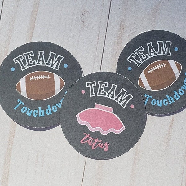 Touchdown Tutu Gender Reveal Stickers / Team Tutu Team Touchdown/ Gender Reveal Stickers/ Black Label/20 Pack