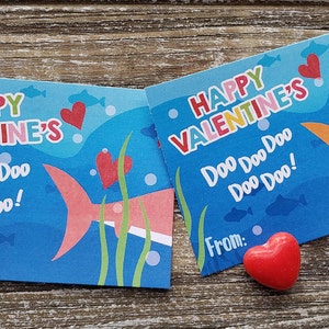 Set de 8 tarjetas de San Valentín de la aleta de tiburón- imprimible- Tamaño 2.5x3.5