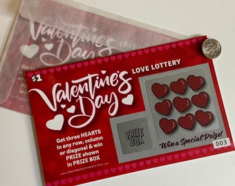 Scratch Off Love Lottery | Love Tokens | Love Coupon | For Her | For Him | Valentines | Golden Ticket | Anniversary | Husband | Wife