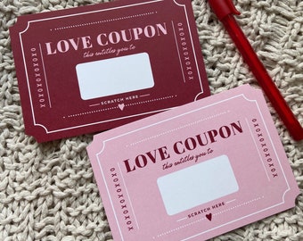 Scratch Off Love Coupon | Love Tokens | For Her | For Him | Valentines | Anniversary | Husband | Wife | Love Coupon