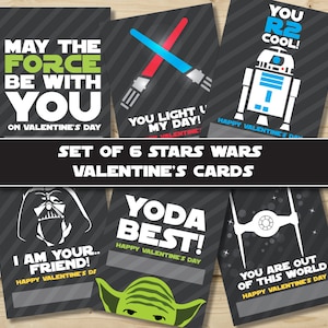 Set of 6 Star Wars Valentine's Cards- Printable