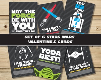 Set of 6 Star Wars Valentine's Cards- Printable