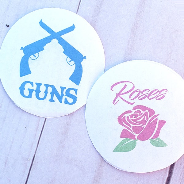 Guns & Roses Gender Reveal Stickers / Guns Roses/ Gender Reveal Stickers/ White Label/20 Pack