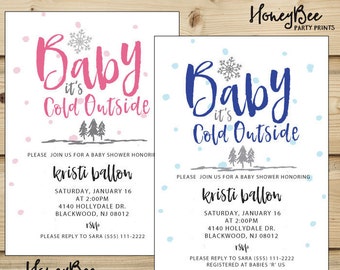 Baby It's Cold Outside Baby Shower Invitation// Winter Wonderland Baby Shower//