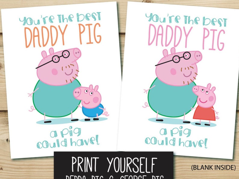Printable Peppa &amp; George Pig Father's Day Card// Peppa Pig | Etsy