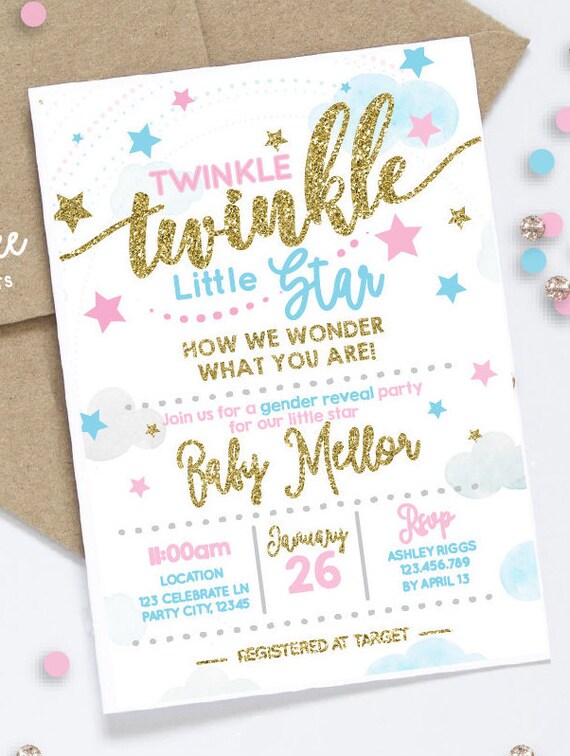 Twinkle Twinkle Little Star Gender Reveal Invitation Etsy