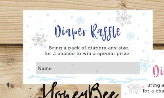 winter theme diaper raffle ticket printable diy baby etsy