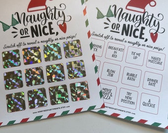 Naughty or Nice | Scratch Off Advent Calender | Stocking Stuffer | Love Coupons | For Her | For Him | Christmas | Anniversary | Couple