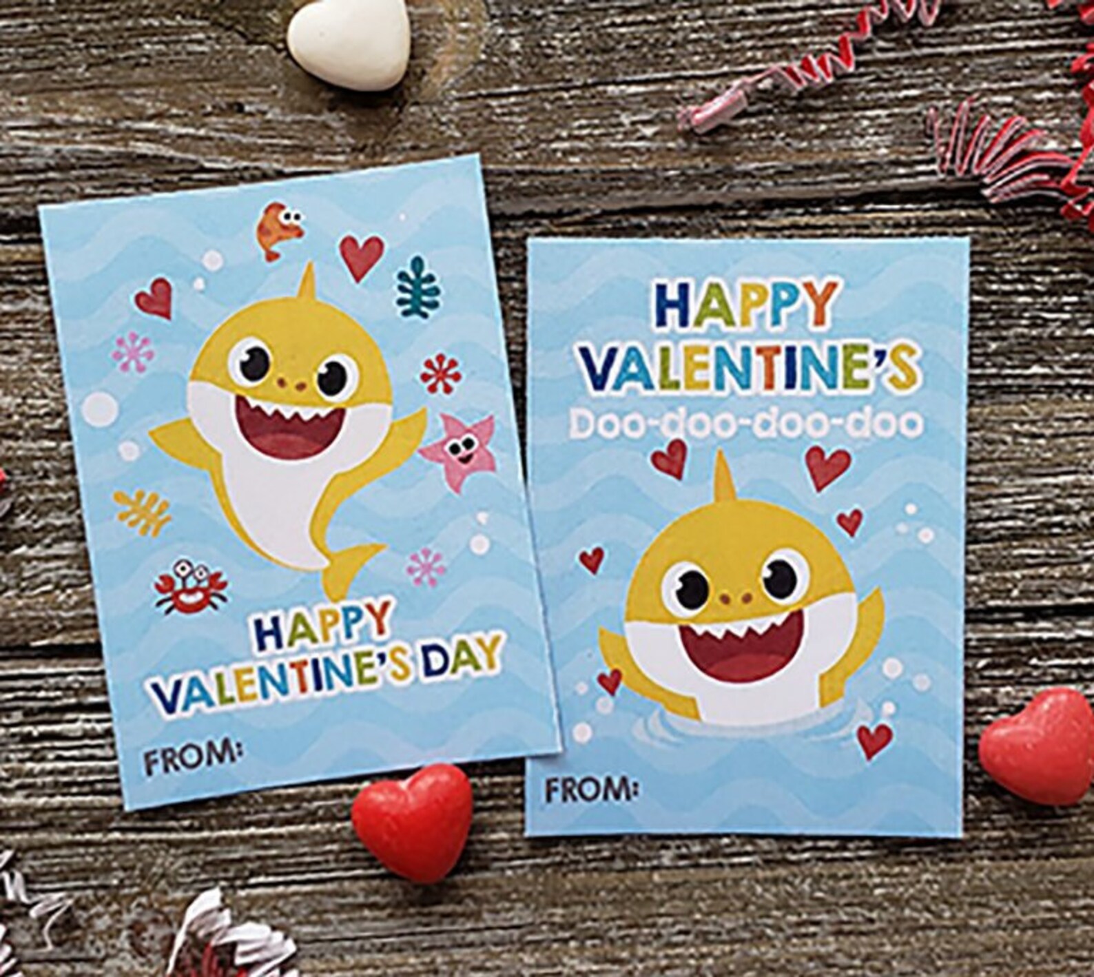 Shark Happy Valentine's Cards Baby Shark Valentine's | Etsy