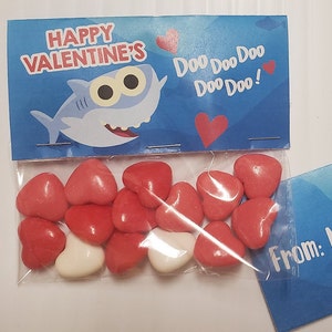 Shark Happy Valentine's Bag Toppers / Baby Shark Valentine's Cards/ Set of 4Printable- Size 2x4/ Personalized