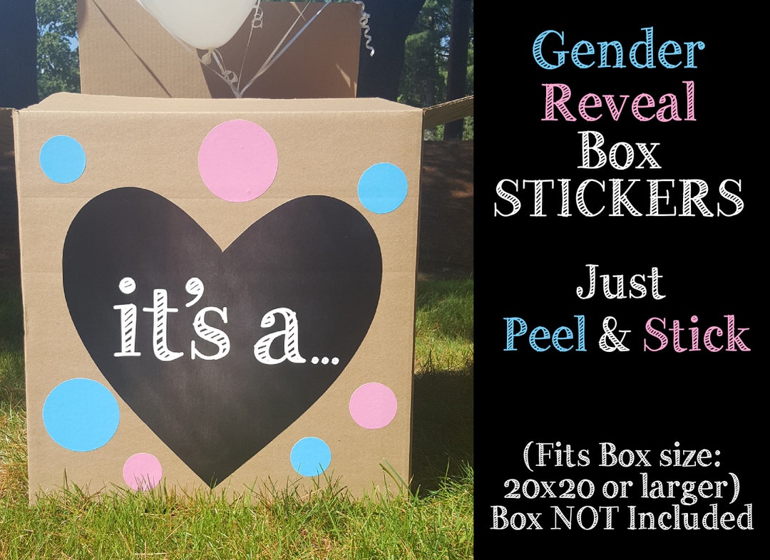 Gender Reveal Box Sign/ Gender Reveal Box Stickers/ Gender Reveal Box ...