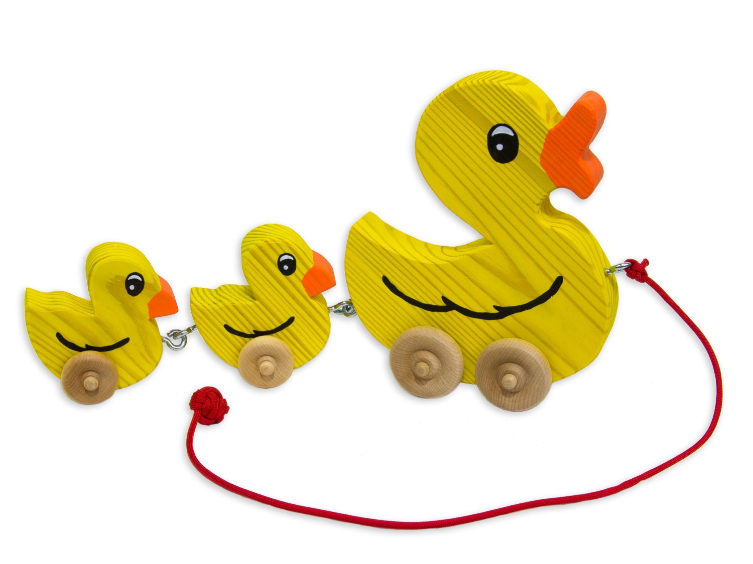 Pull Along Wooden Duck Toy With Ducklings Etsy Australia
