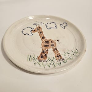Handmade Ceramic Plate- Giraffe Plate- Animal Plate- Decorative Plate- Mini Plate- Cake Plate-Ceramic Plate