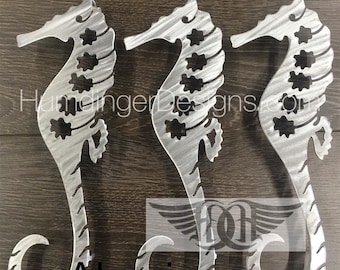 Aluminum Seahorse Decor Bathroom Art - Set of Three