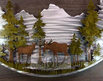 Moose Metal Art Wall Decor Cabin Art Hunting Art Nature Decor Woodland