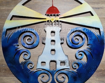 Lighthouse Metal Wall Art - Handmade - Aluminum - Full Paint - Humdinger Designs