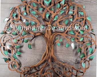 Arte mural del árbol de la vida celta: decoración del árbol infinito de cobre