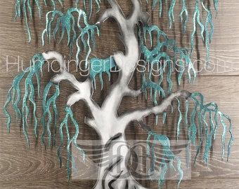 Arte de pared de metal con forma de sauce: regalo para el 9.º aniversario