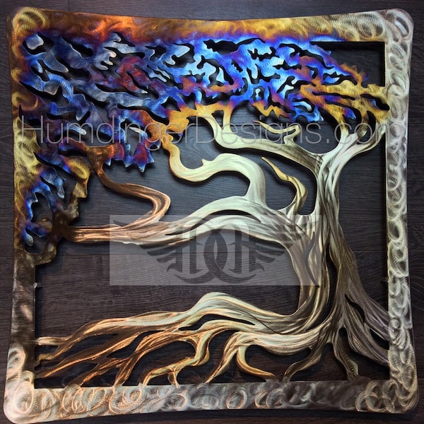 Wind Swept Oak Tree Metal Wall Art
