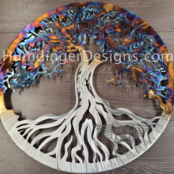 Edelstahl - Metallwandkunst - Baum des Lebens - Wanddekoration - Wandkunst - Humdinger Designs