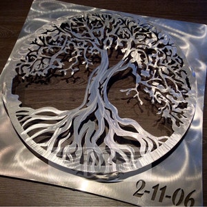 Brushed Aluminum 3D Tree of Life Wall Art
