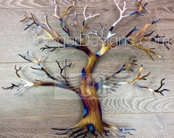 Escultura de pared de metal de árbol de arce - Arte de pared de acero - 3D - Árbol de la vida - Hecho a mano - Metalistería - Decoración de dormitorio - Decoración de sala de estar -