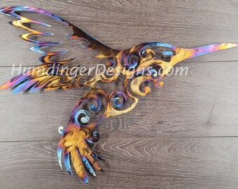 Arte de pared de colibrí de acero inoxidable del 11.º aniversario