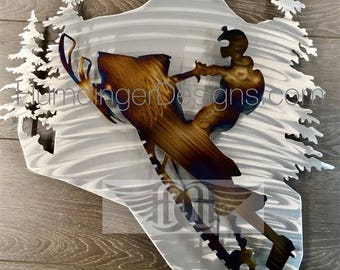 Cadeau pour papa Motoneige Métal Art Lledding Wall Art