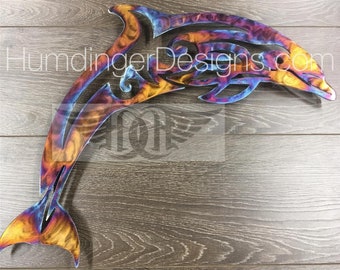 Dolphin Art - Metal Wall Sculpture - Free Shipping - Metal Art - Marine - Ocean - Stainless Steel