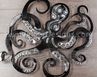 Octopus - Metal Wall Art - Marine - Sea Creature - Ocean Art - Octopus Sculpture - Marine Decor - Noir - Kraken - Humdinger Designs
