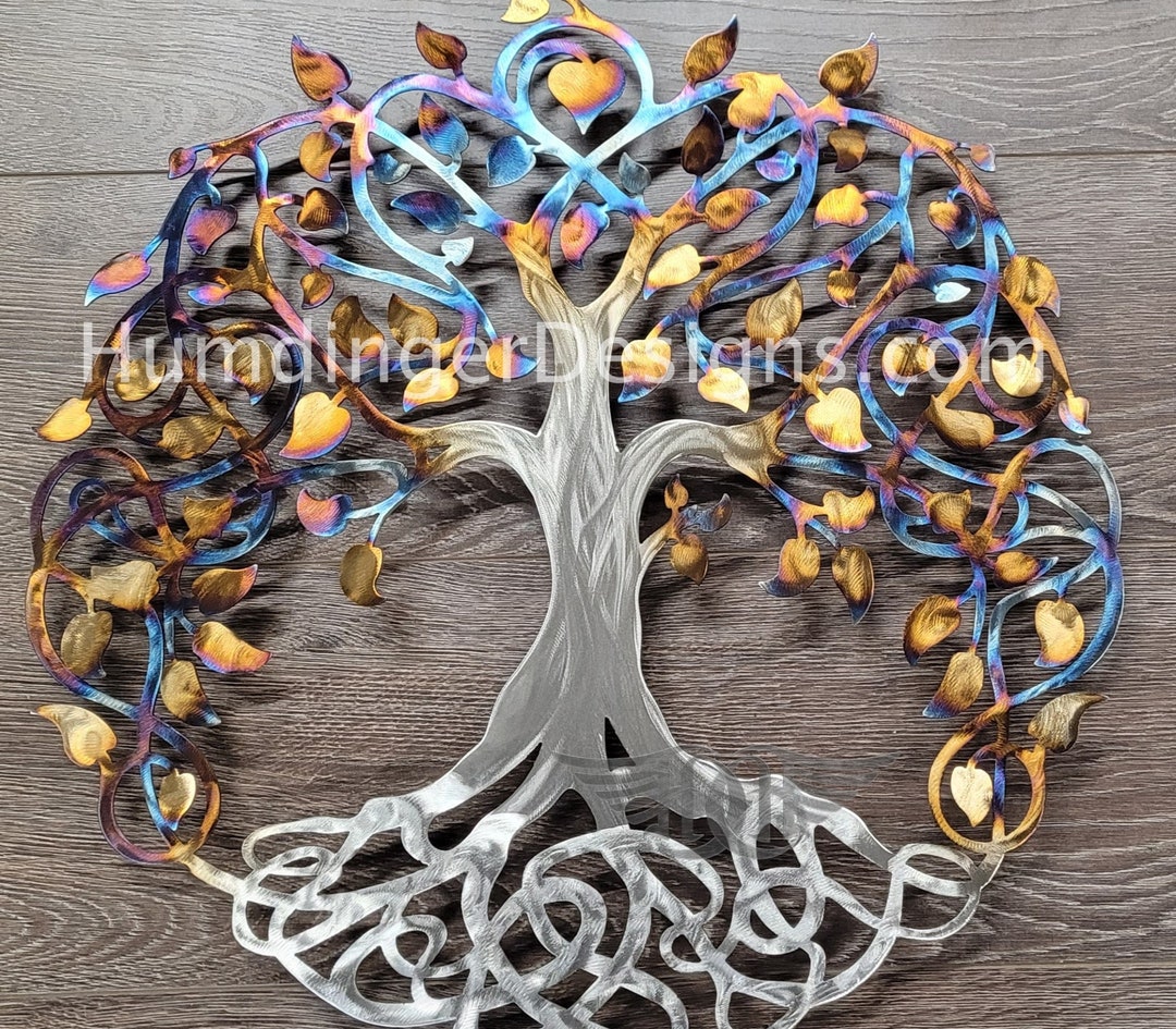 Large Metal Wall Art Infinity Tree of Life heated Stainless