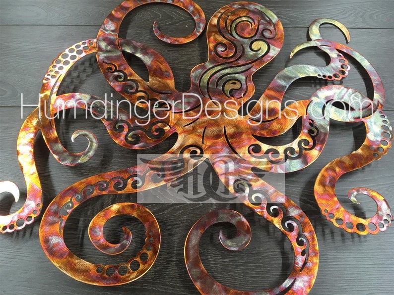 Octopus Copper Metal Wall Art Outdoor 7th Anniversary Etsy