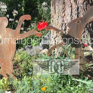Boxing Hares - Yard and Garden Art - Cheeky Bunnies - Humdinger Designs - Garden Decor- Rabbits