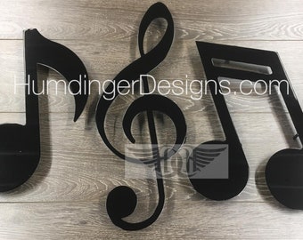Metal Music Note Wall Art - Treble Clef - Eighth Note Set