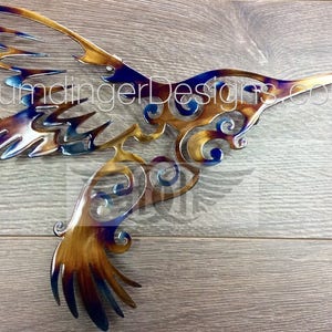 11th Anniversary (Heated Steel) Hummingbird Metal Wall Art Metal Wall Sculpture