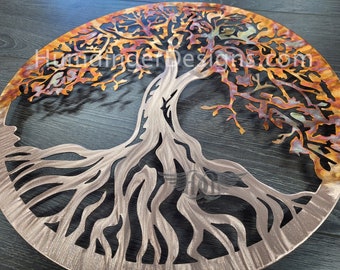 Arte mural de metal con el Árbol de la Vida de cobre (7.º aniversario)