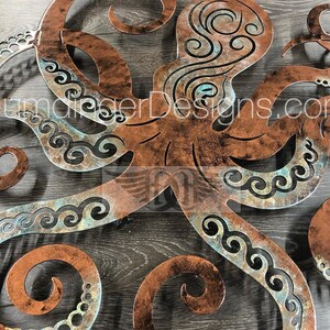 Octopus - Metal Wall Art - Marine - Sea Creature - Ocean Art - Octopus Sculpture - Pool Patio Decor - Vintage Copper - Humdinger Designs