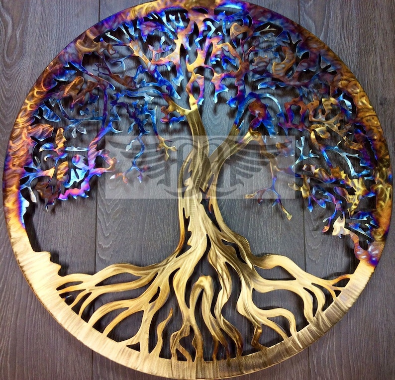 Murale en métal Art en acier inoxydable arbre de vie mur Decor Etsy