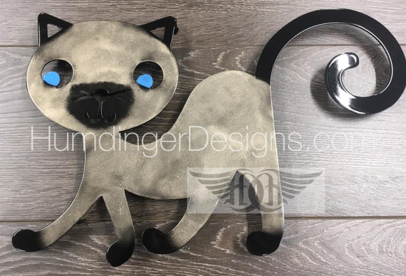 Chat Siamois Decor Murale En Metal Art Etsy France