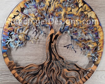 Tree of Life - Sizes 12 to 46 inches - Metal Art - Steel Sculpture - Balance - As Above So Below - Humdinger Designs - Inferno