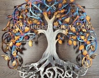 Arte de pared de metal con forma de árbol de la vida de acero inoxidable - Infinity Design