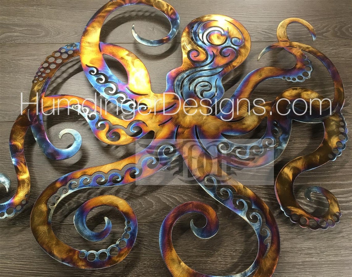 Octopus Stainless Steel Metal Wall Art Ocean Art Etsy