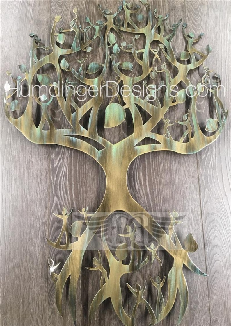 Family Tree Metal Wall Decor Wall Sculpture Brass Verdigris Etsy