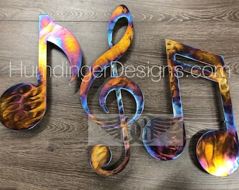 Treble Clef - Eighth Note - Double Eighth Note - Music - Music Notes - Metal Wall Art - Stainless Steel - Humdinger Designs