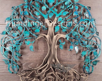 Árbol de la Vida - Zen - Celta - Árbol del Infinito - Exterior - Interior - Arte de Pared - Decoración de Pared - Verde Azulado Antiguo - Humdinger Designs