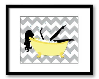 Yellow Gray Bathroom Etsy