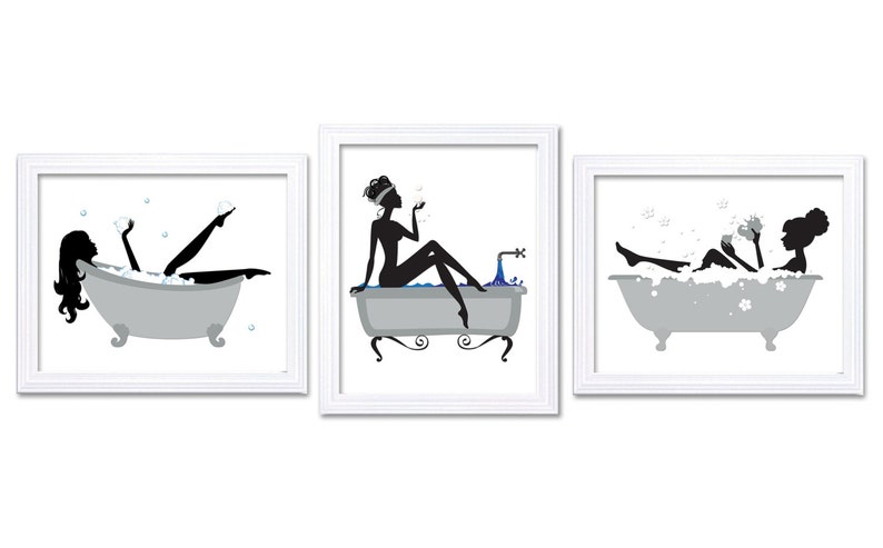 Black White Grey Bathroom Wall Decor Bathroom Print Wall Art | Etsy
