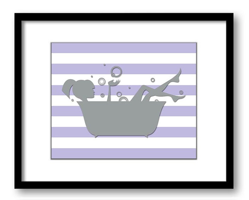 Bathroom Decor Bathroom Print Purple Grey Gray Girl With Etsy