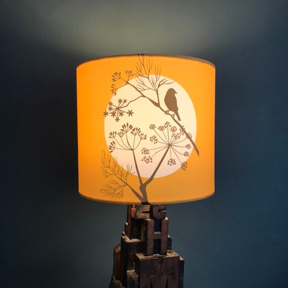 Abat Jour Jaune Et Gris Sparrow And Fennel Par La Designer Alison Bick Fabriqué En Cornouailles