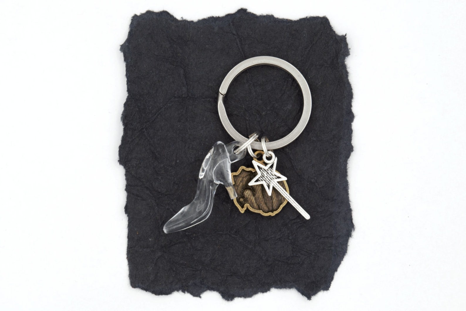 Cinderella Glass Slipper Keychain with Magic Wand & Pumpkin Etsy